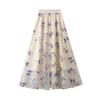 Spring Sequined Butterfly Gauze Skirt Skirt High Waist A-line Skirt Drape Mid-length Mesh Fairy Skirt