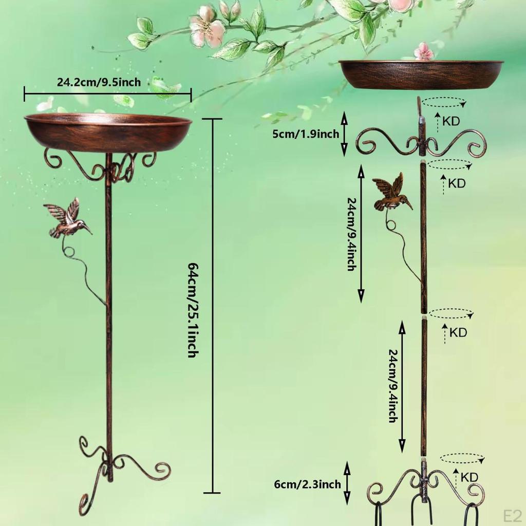 Freestanding Bird Bath Bowl Water Decorative Garden Feeder Feeding Station for Yard