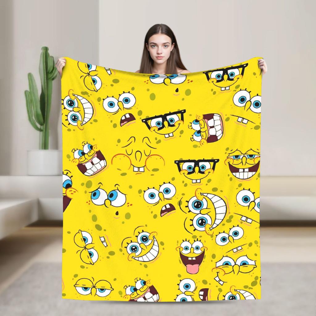 SpongeBob SquarePants Cartoon Blankets Fleece Lightweight Thin Throw Blanket for Bedroom Sofa Bed Rug