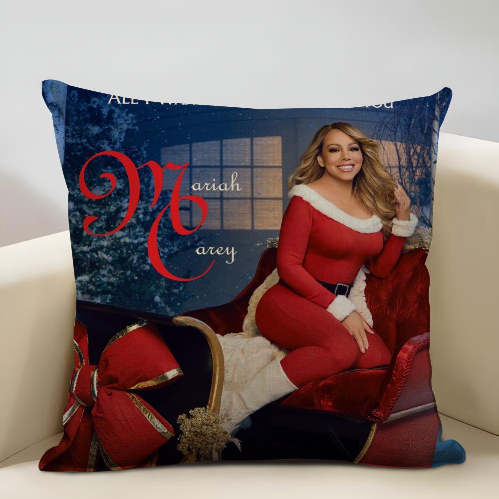 MariaCarey Christmas Song Cushion Household Decoration Linen Sofa Cushion Cover: Skin-Friendly & Breathable