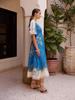 2025 Floral Linen Lantern Sleeve Dress with Round Neck and Waist-Cinching Design