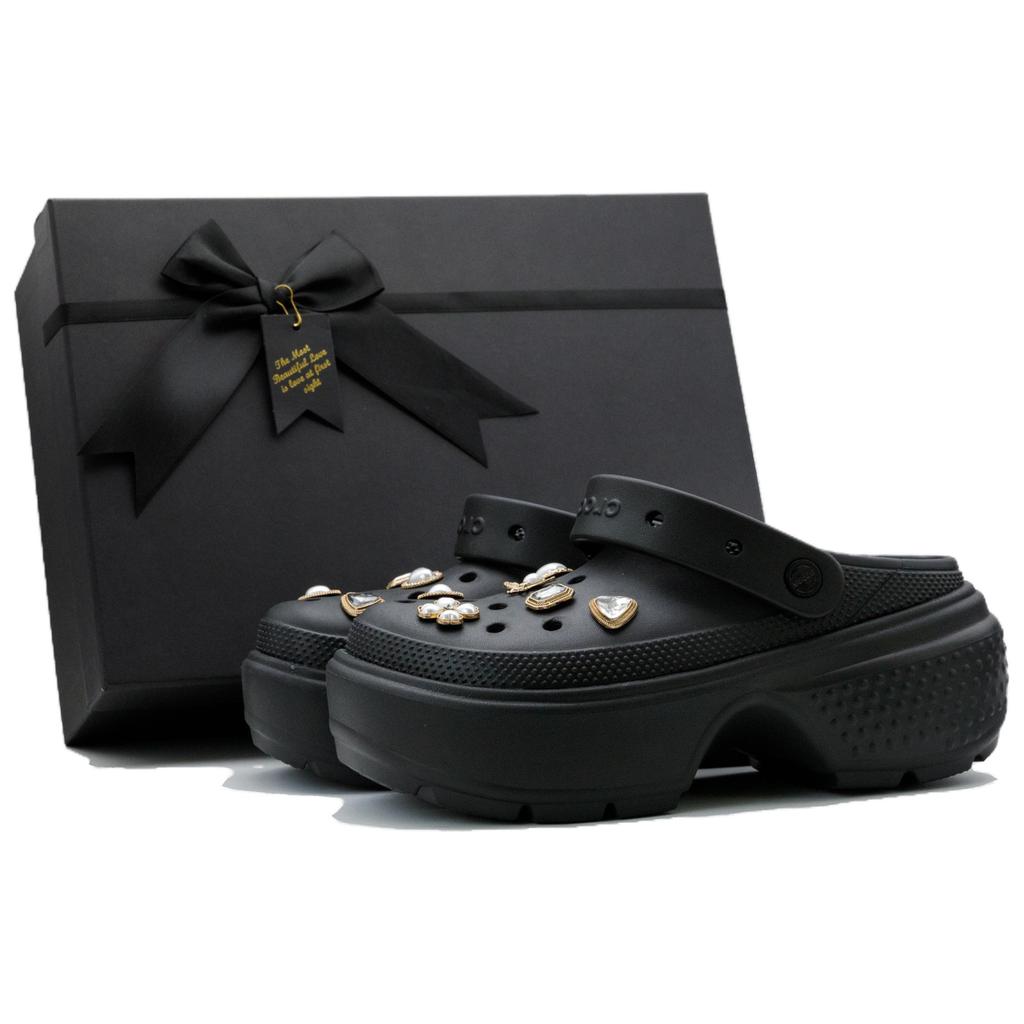 Crocs Stomp EVA Simple Fashion Trend Casual Gift Box Edition Hole Shoes Unisex Black