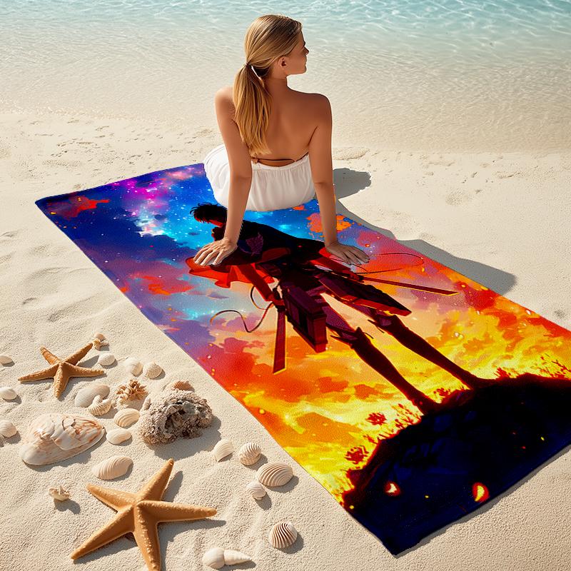 Beach Towel with Attack on Titan1 Pattern - soft,absorbent,machine washable Lightweight&Modern,swimming,Travel Essentials