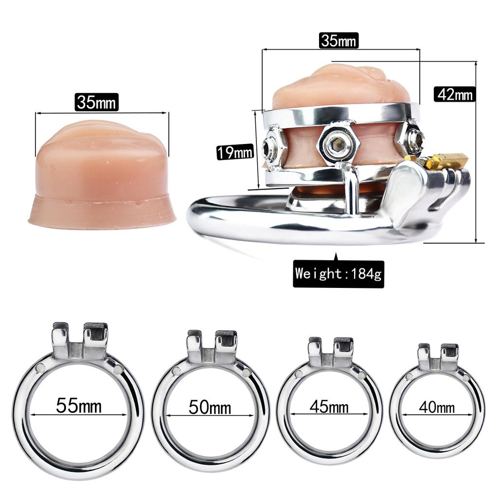 Silikonowa symulowana pochwa ze stali nierdzewnej dla mężczyzn CB Lock Chastity Lock zdejmowany pierścień na penisa Gay Cuckold Sex Toys