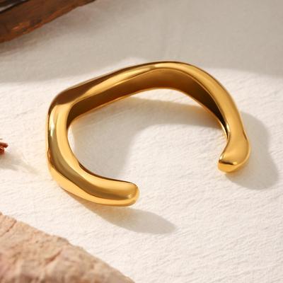 Stylish Geometric Twisted Open Stainless Steel Bangle