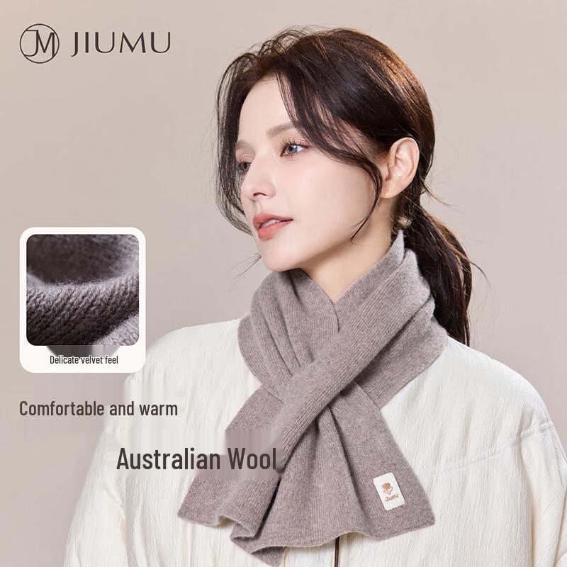 JIUMU Women's Pure Wool Cross Neck Scarf