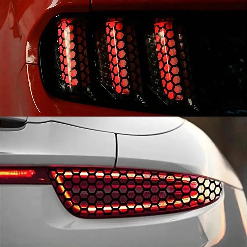 2Pcs Creative Trendy Taillight Stickers Car Rear Light DIY Decorative Sticker Universal Auto Honeycomb Sticker Decor Accessories