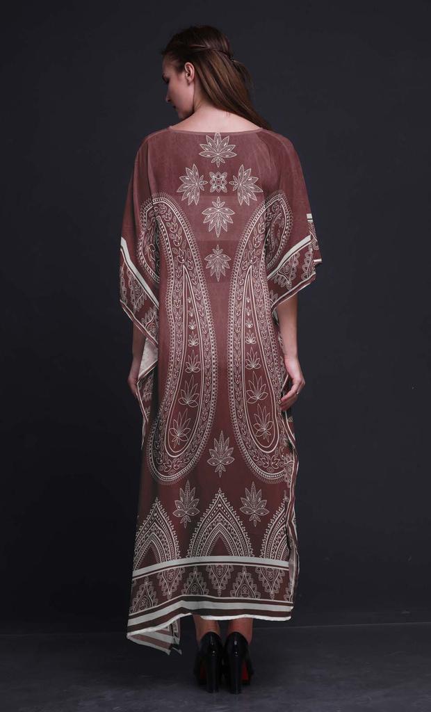 Phagun Floral & Paisley Beach Kaftan Bikini Cover Up Womena    S Maxi Dress Long