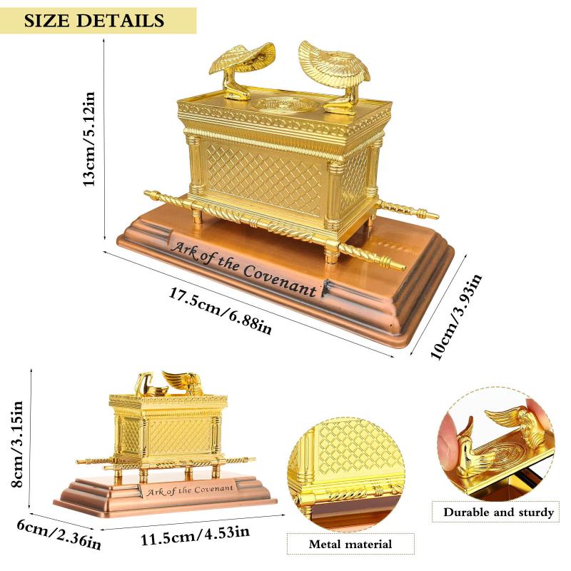 Mini Goldene Bundeslade Legierung Statue Handgefertigt Graviert Religiöses Ornament für Gebetstisch Dekor