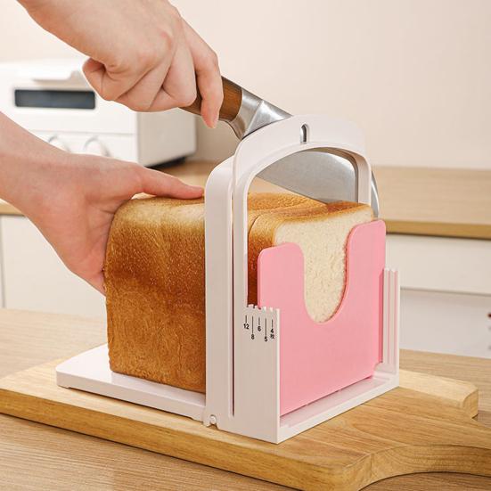 Bread Slicer for Homemade Bread Adjustable Foldable Bread Cutter with Equispaced Slots And Stable Holder Kitchen Gadget for Even Slices Sandwiches