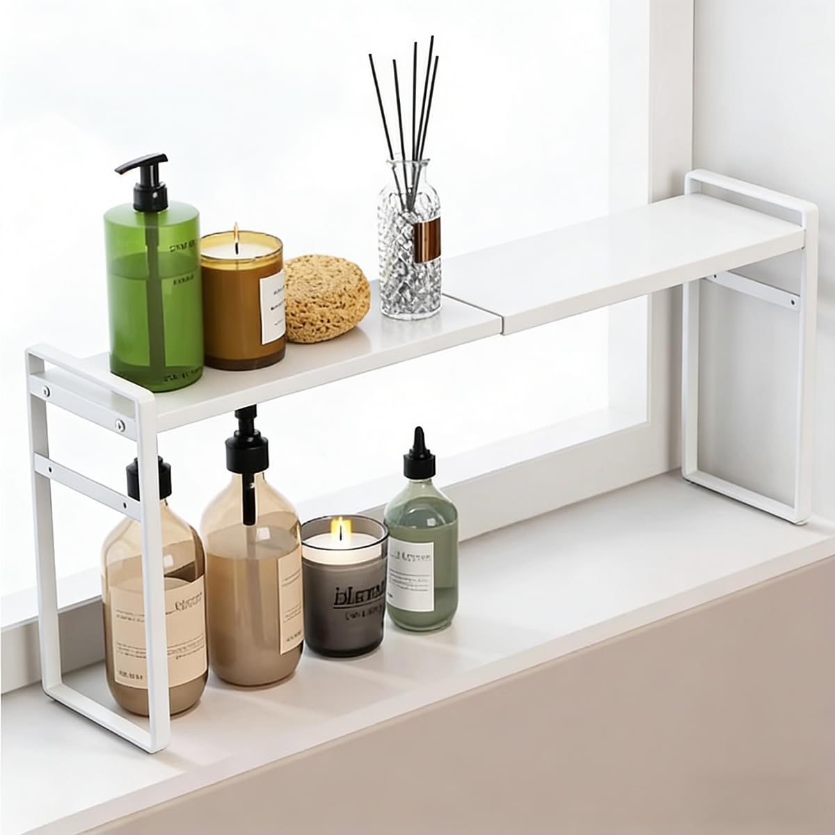 

COOLBOTANG Desk Top Mini Kitchen Extendable Storage Extendable Desk Dish Rack Spice Small Item Easy Neat Storage Width x Depth x Height U-shaped Rack, белый