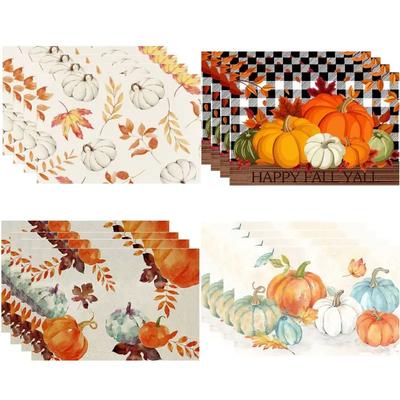 1 Stück Thanksgiving Kürbis Buffalo Plaid Tischset Hitzeschutzmatte Küchentischmatte Herbst Esstischdekoration Thanksgiving Dekoration