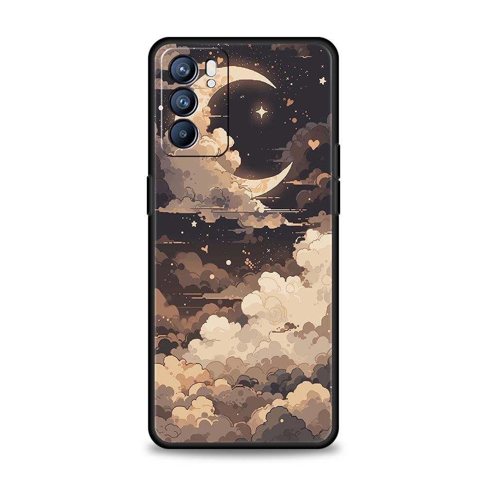 Moon Cloud Comic Style Phone Case For Oppo Reno14 Reno13 Reno12 11 F 10 Find X5 X9 Pro A54 5G A53 A9 A16 A78 4G A80 A98 Cover