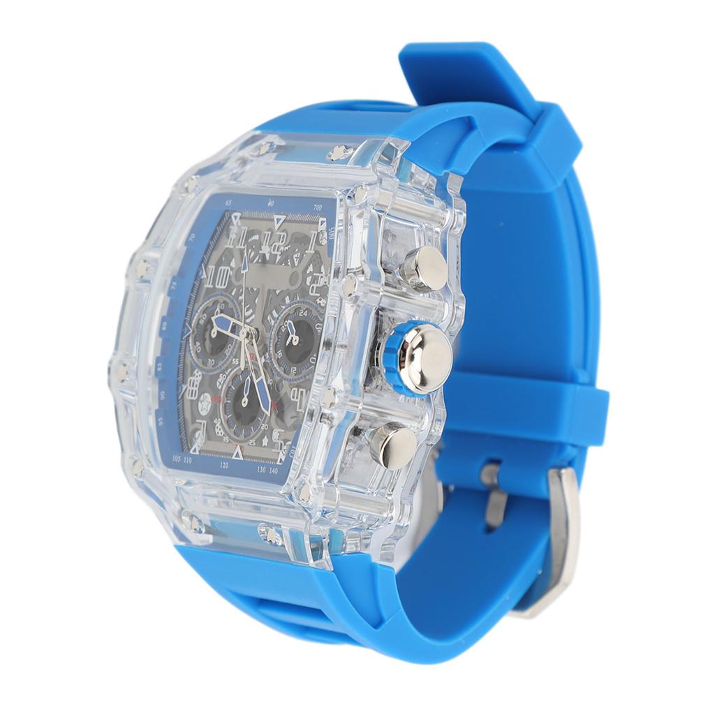 Transparent Case Business Watch Water Proof 50M Luminous Casual Cool Large Dial Silicone Strap Fashion Hollowed Watch