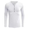 Herren Henley-Kragen Langarm-T-Shirt Unifarben Slim Fit Knopfleiste Lässiges Unterhemd Trendige Oberteile