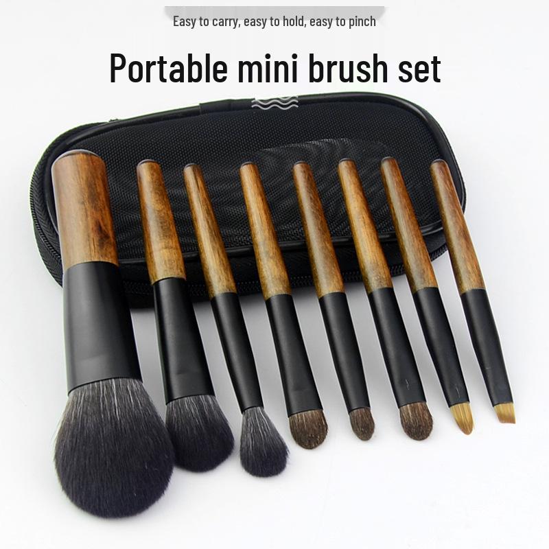 

8-Piece Mini Portable Soft Animal Hair Makeup Brush Set - Pure White Eyeshadow Brushes