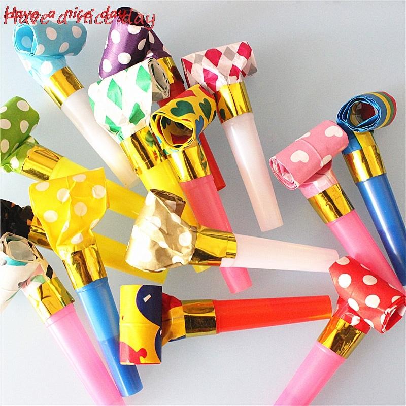 10pcs/set Multicolor Party Blowouts Whistles Kids Birthday Party Favors Decoration Supplies Noice Maker Toys Goody Bags Pinata