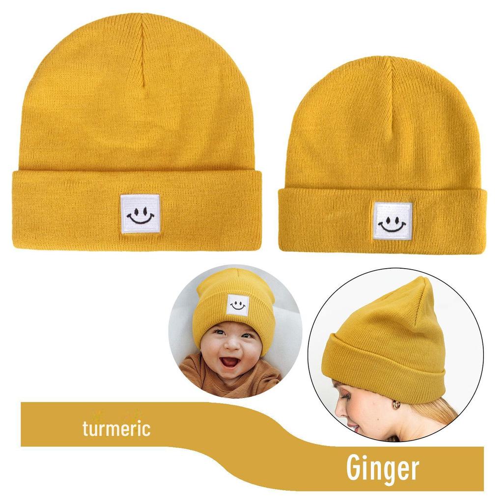 Smiley Logo Women's and Children's Knitted Wool Hat - Warm, Outdoor, Winter Leisure Beanie.