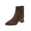 French High-heeled Ankle Boots for Women  New Autumn and Winter Pointed Square Heel Fashion Short Boots