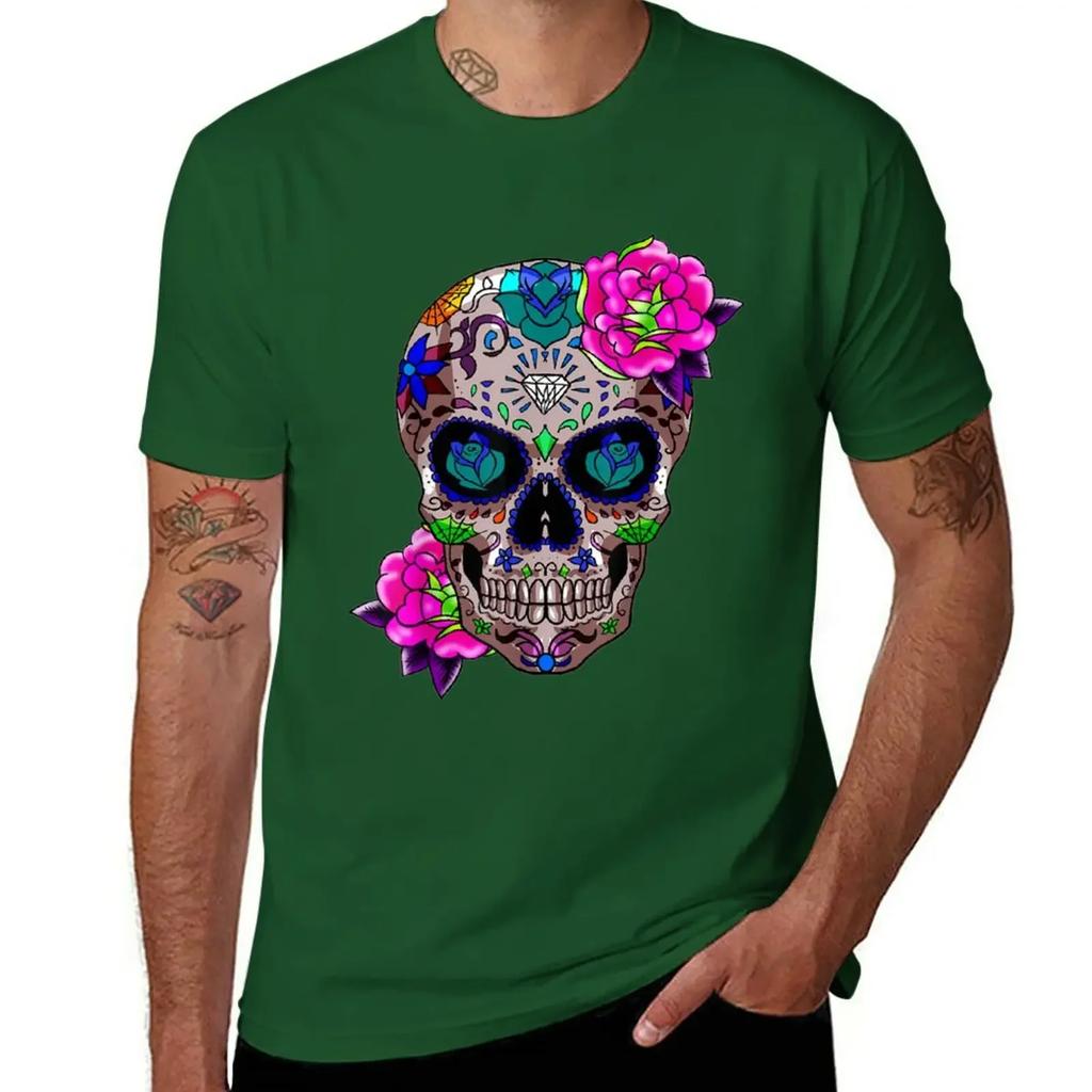 Sugar Skull Day Of The Dead Cool Bone Head Skulls Gift Idea T-Shirt Customizeds Quick-drying T Shirts Men