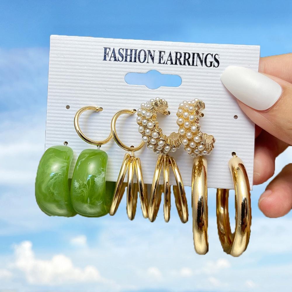 iF ME Fashion Pearl Earring Set Women Luxury Butterfly Love Heart Gold Stud Earrings Resin Hoop Earrings Jewelry Accessories