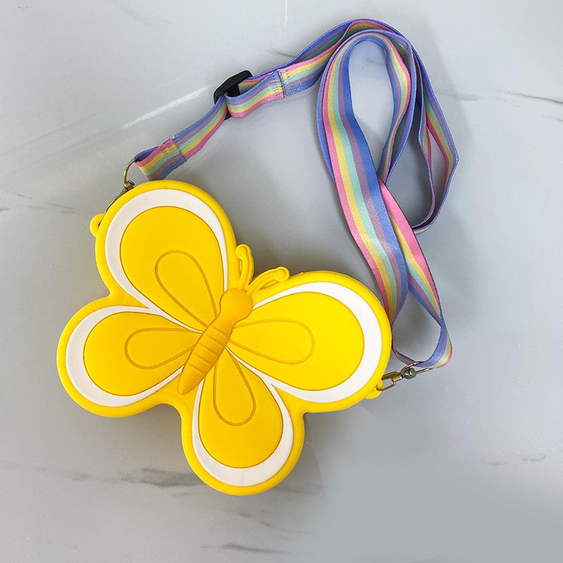 Modna silikonowa torebka crossbody dla dzieci w kształcie motyla z kokardką - Idealna do przedszkola