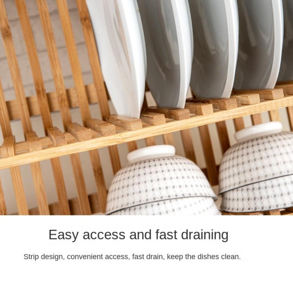 Natural Folding Dish Rack Retro Drying Holder Easy Clean Dish Drying Rack  Restaurant