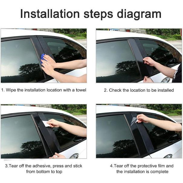 8 Stück Säulenverkleidungen Türfensterverkleidungen für Nissan Rogue 2014 2015 2016 2017 2018 2019 2020 Klavierlack Schwarz