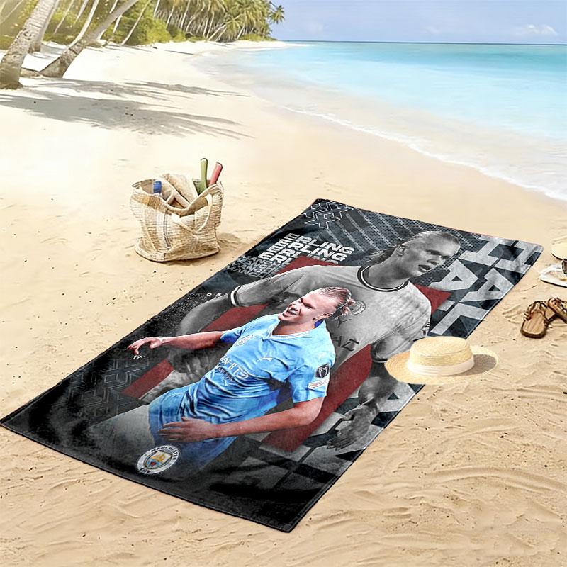 Asciugamano da Spiaggia con Stampa Gol di Haaland, Asciugamano Grande Morbido ad Asciugatura Rapida per Spiaggia Campeggio Nuoto