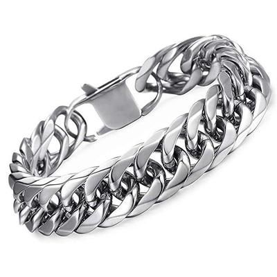 Bracciale Quadrato Trendy da Uomo in Acciaio Inossidabile con Fibbia: Fresco, Versatile ed Elegante