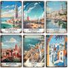 Maghreb Travel Cityscape Metal Sign Egypt Algiers Algeria Djerba Tunisia Marrakesh Morocco Alger Hoggar Oran Casablanca Agadir