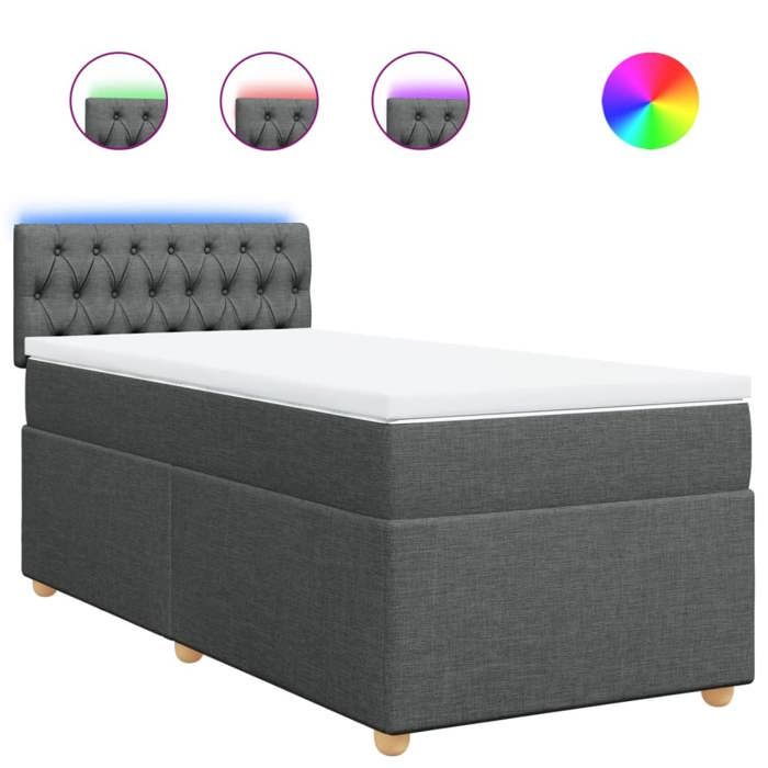 Maison Exclusive - Sommier à lattes de lit et matelas Gris foncé 90x190 cm Tissu