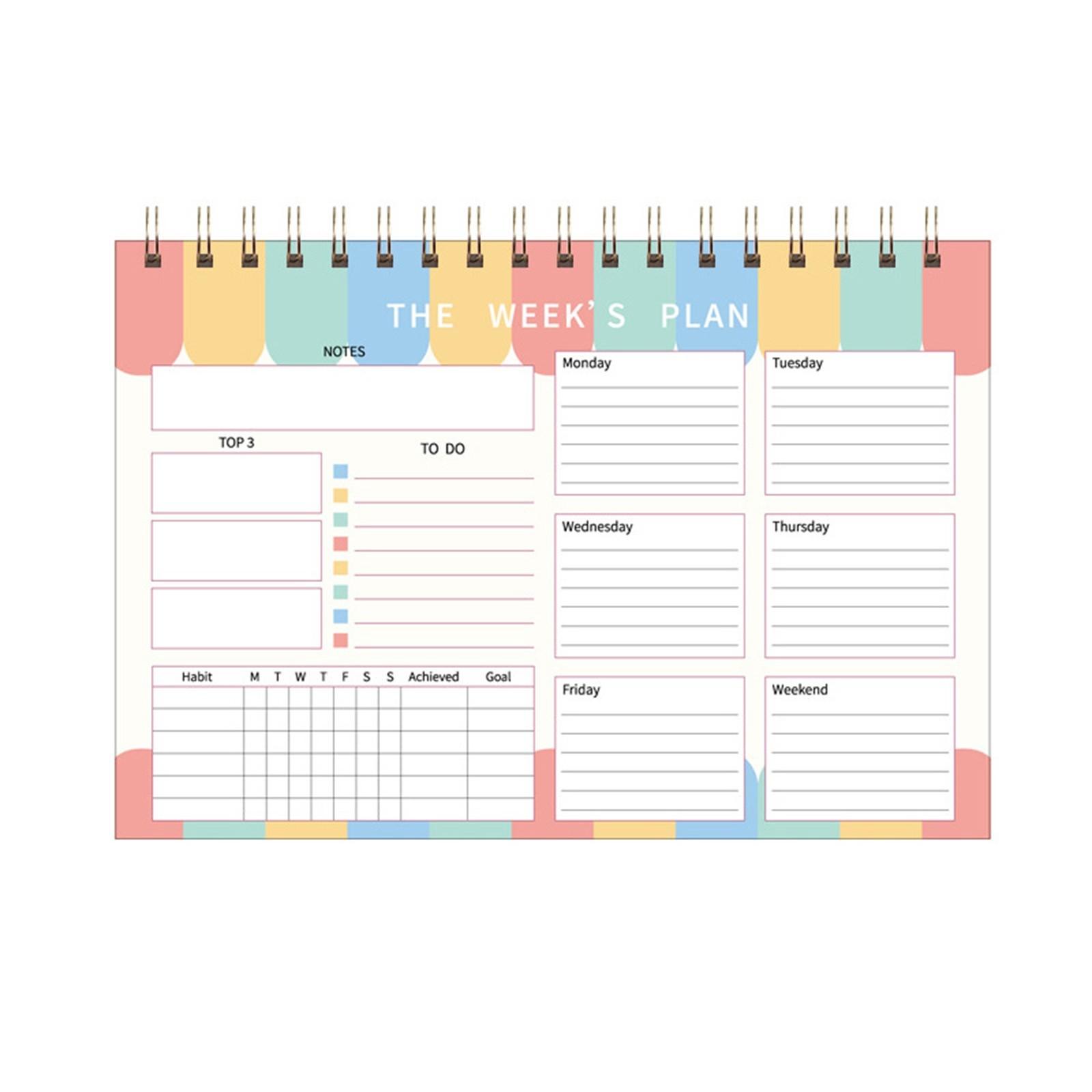 

Английский Повестка дня Книга Список дел A5 Спиральные блокноты Портативный еженедельный планировщик Школа One Size