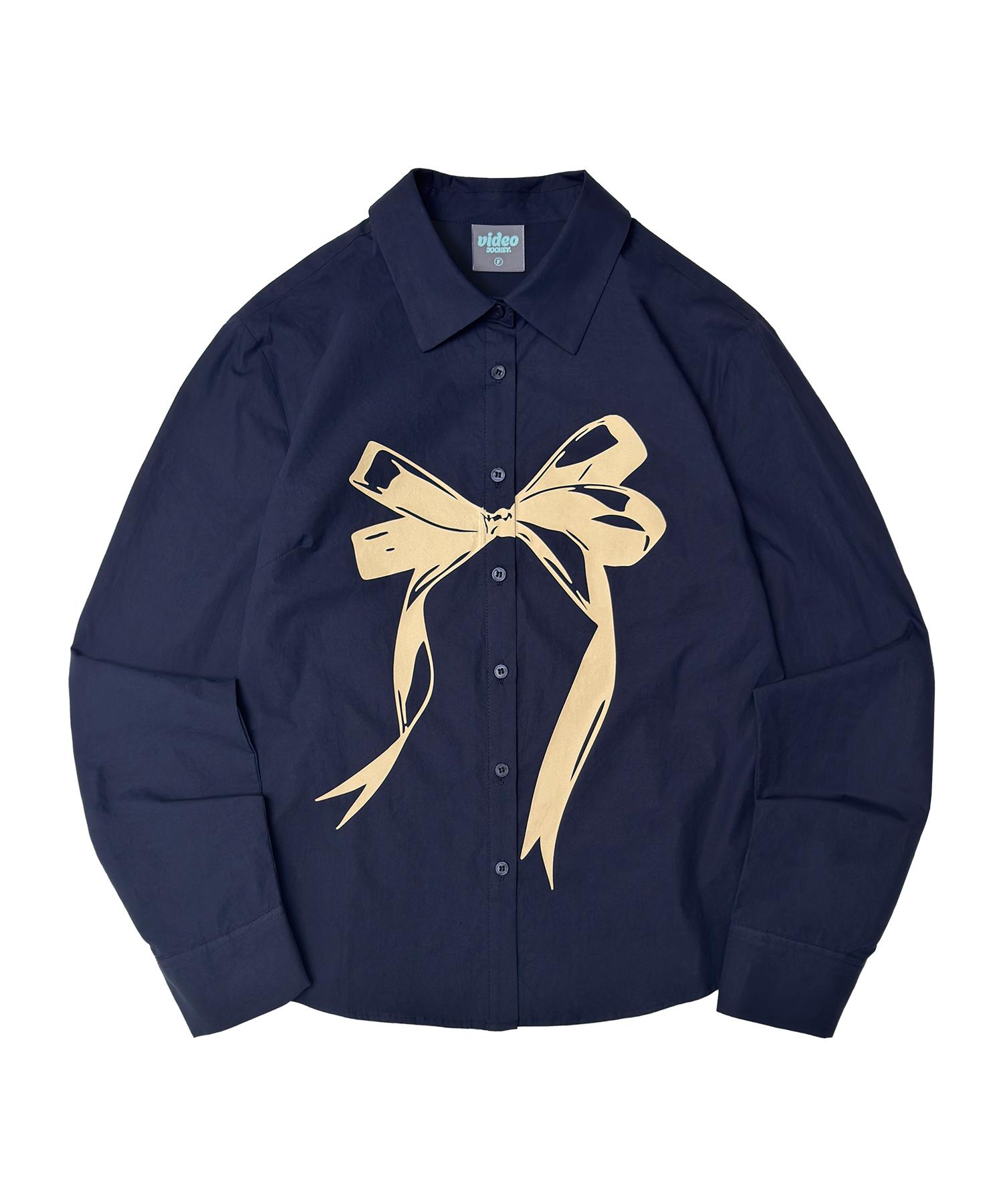 Video Jaki Big Ribbon Shirt [Navy] Navy/Free