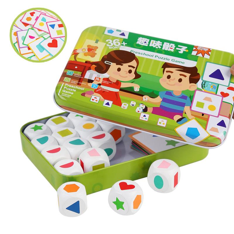 Kind Geometrisches Würfelset Brett Gedächtnisspiele Form Farbe Zuordnung Sortierer Stapelblöcke Montessori Puzzle Sensorisches Jungenspielzeug Geschenk