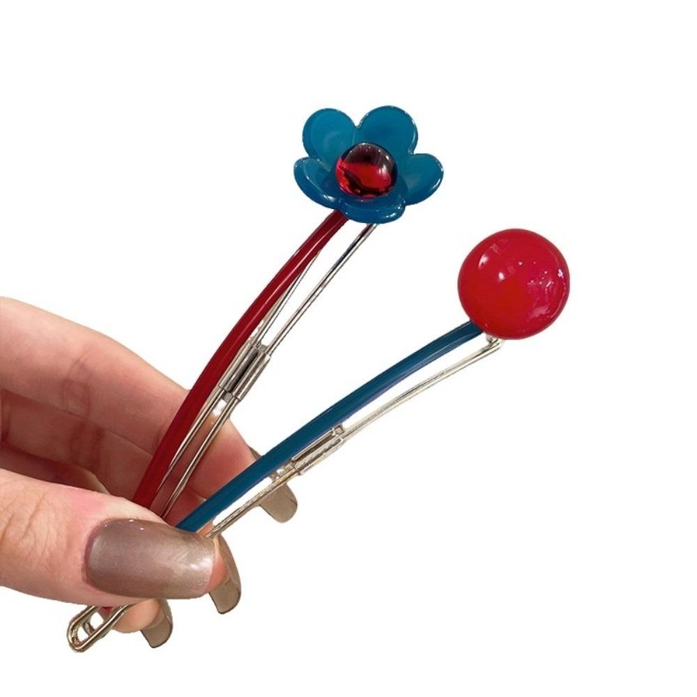 Candy Color Flower Hair Clip Colorful Bead Ponytail Hair Clip Hair Styling Tool  Back Head Updo