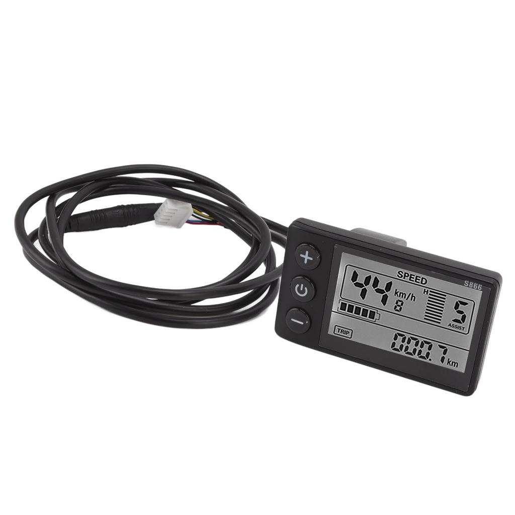 S866 Electric Bicycle LCD Display IP65 Waterproof 24V 36V 48V Clear Observation For Electric Scooter