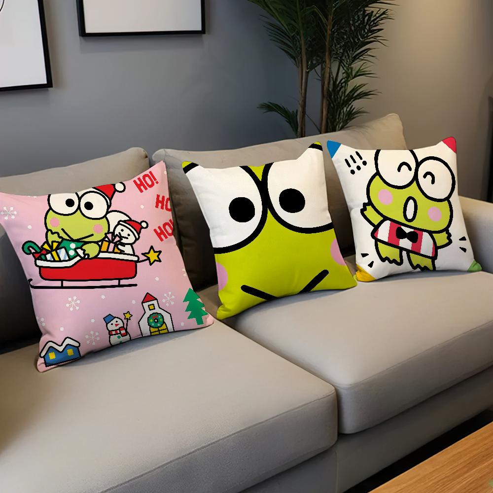 Cushion Cover Green Cartoon Soft Pillow Sro Case For Sofa Kawaii Living Room Home Frog Office K-Keroppi Decor Protective Covers