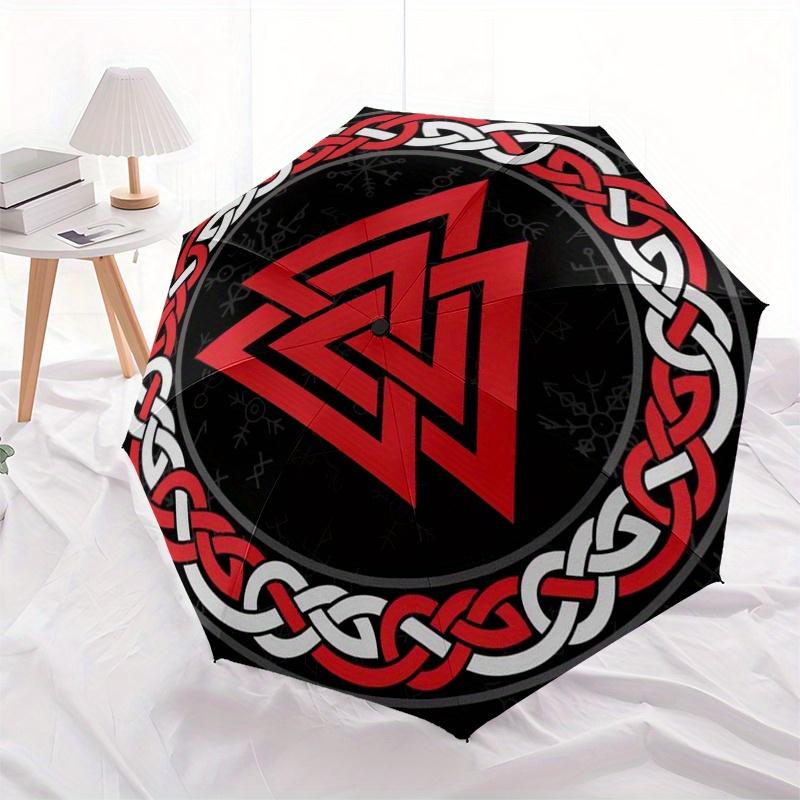 Valknut Norse Symbol - Viking Triangle Umbrella, Portable 3-Fold Umbrella for Men & Women,Ha
