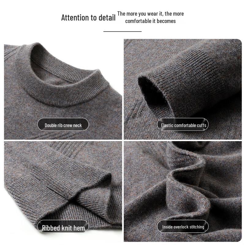 SHANSHAN Men's 100% Cashmere Round Neck Sweater