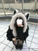 Korean Style Women's Spicy Short Winter Patchwork Fur Coat with Mountain Eagle Design