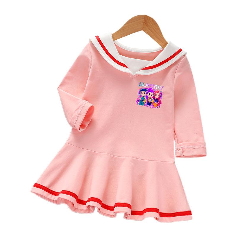 Kpop Monster Hunter Witch Academy Style Long Sleeve Pleated Dress for Children