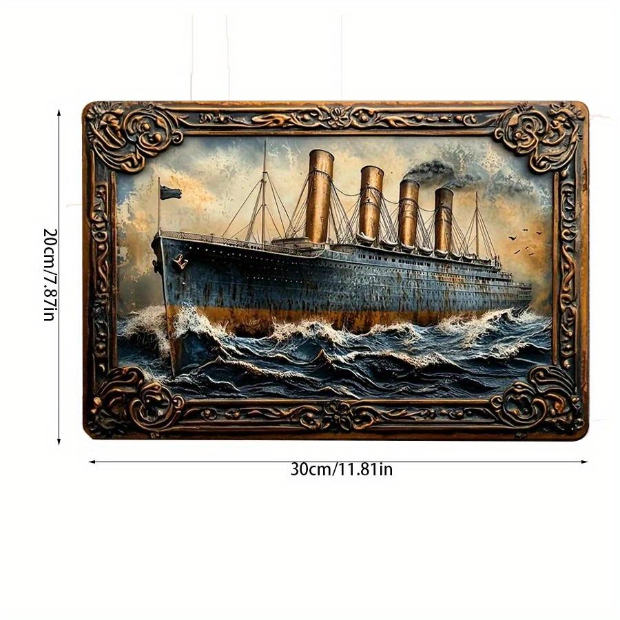 

2d Плоский 30*20см, Дерев яна настінна табличка у вінтажному стилі на тему Титаніка, Ретро дерев яний декор для вітальні, спальні, дому, бару. 30*20cm