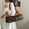 Pu Leather Splicing Bag For Women European Style Commuting Bag Oversize Storage Shopping Tote Ladies Bussiness Handbag