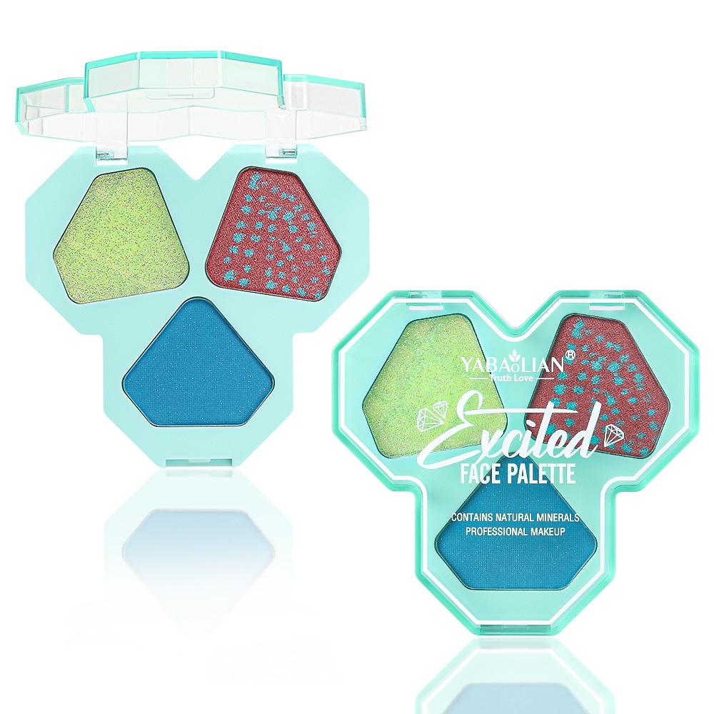 

Красота Макияж Трехцветная палитра теней для век Перламутровые блестки Не размазываемые и устойчивые к поту многоцветные тени для век 11g