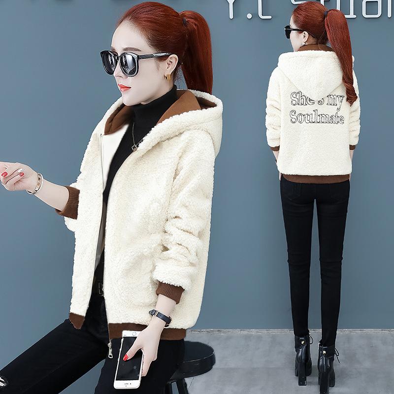 Imitation Lambswool Padded Coat Female Winter Latest Korean Version of Relaxed Fit Coat Small Fragrant Hooded Coat