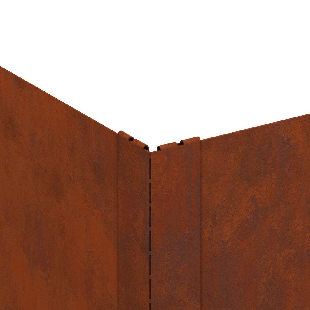 Lawn Edging 4 pcs 60 x 60 x 35 cm Steel Rusty