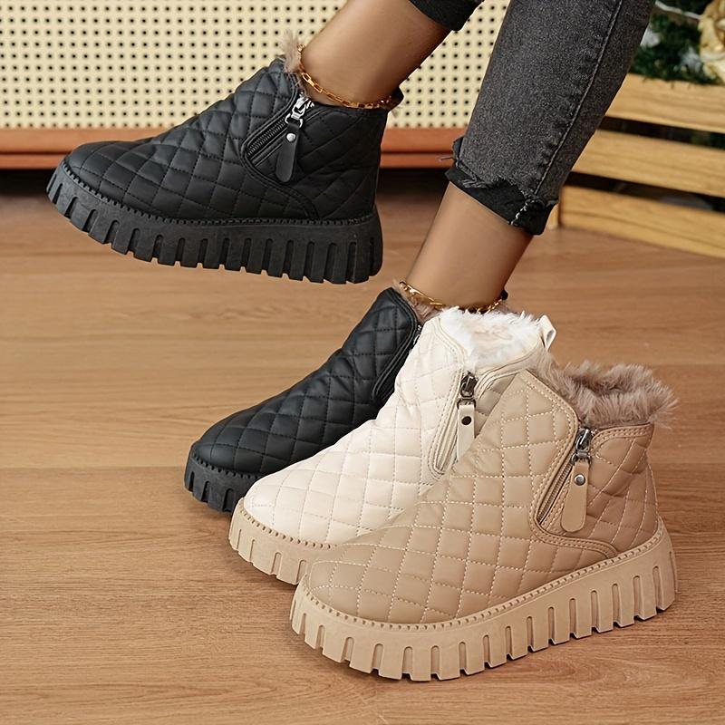 Women's Winter Boots, Zip-Up Round-Toe Casual Women Ankle Boots