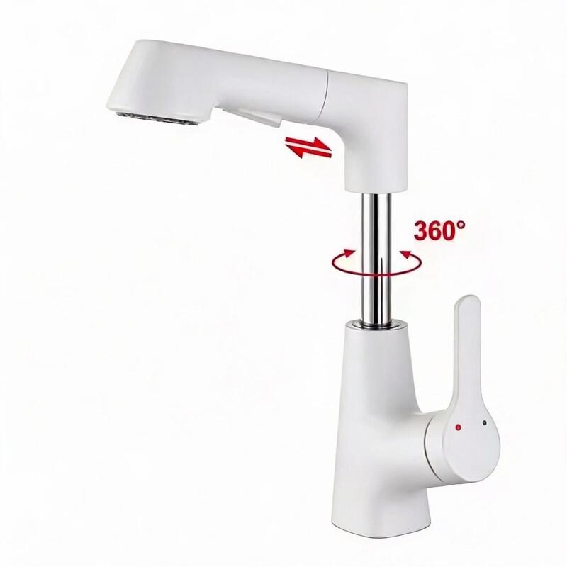TLXT White Pull-Out Hot Water Basin Faucet