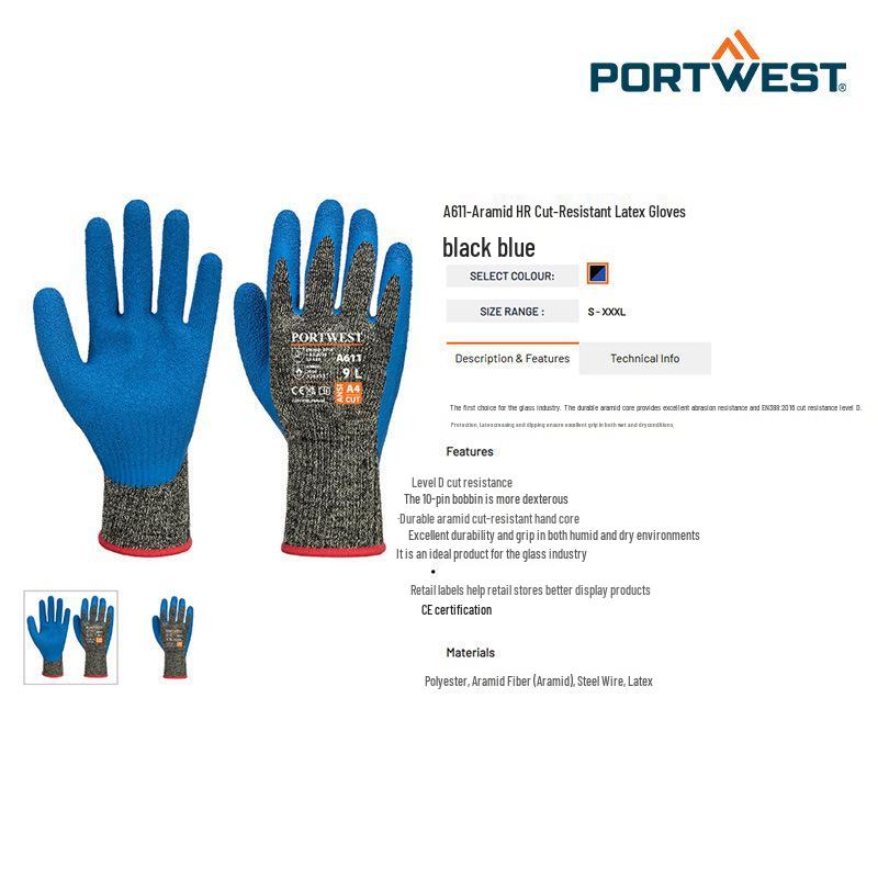 Portwest A611 Level 5 Cut & Heat-Resistant Latex Gloves - US Standard A4